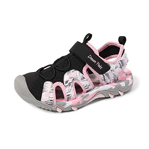 DREAM PAIRS Mädchen Geschlossene Sandalen Sommer Jungen Sportsandalen Kinder Outdoor Strandsandalen Klettverschluss Atmungsaktiv Verschleißfest Unsex,Size 38,Pink/Schwarz,SDAS2305K-E
