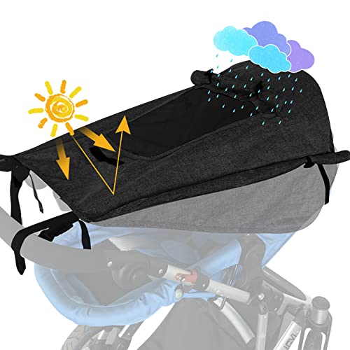 WD&CD Sonnensegel Kinderwagen mit UV Schutz 50+ und Wasserdicht, Double layer fabric mit Sichtfenster und extra breite Schattenflügel, schwarz