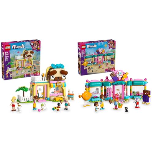 LEGO Friends Haustier-Zubehörladen + Heartlake City Süßwarenladen Sets Kreatives Lernspielzeug für Kinder 42650 + 42649