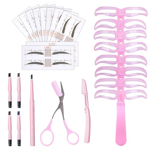 Augenbraue Schablone Set, Augenbrauen Shaper Kit, Wiederverwendbar Augenbrauen Schablone, Augenbrauen Schablone für Anfänger, für Frauen Mädchen Makeup Werkzeug