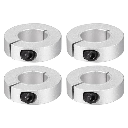 PATIKIL Geteilte Stellringe 25mm Bohrung 45mm OD 12mm Dicke, 4er Pack Aluminiumlegierung Tiefenanschlagringe Klemm mit Gewindestift für die Maschinenbauindustrie, Silber