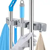 Vicloon Besenhalterung Wand,Besen Mop Halter Wandhalterung,Besenhalter Gerätehalter mit 3 Halter und 4 Haken,Halterung Organizer für Zuhause, Küche, Garage, Garten