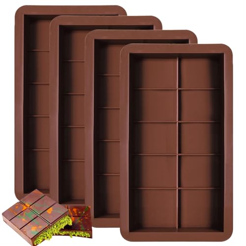 Ambolio Silicone Chocolate Mould,Chocolate Mould Silicone Deep, 4 Stück Schokoladenform, Schokoladentafel Tiefe,Wiederverwendbare Schokoladenform,Applicabile a Stampi Realizzare Dolci Cioccolato