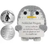 Tixlux Pocket Hug Fröhlicher Pinguin, Kreative Strickwolle Pinguin Puppe und Kleine Umarmung Glücksbringer, Mutmacher Geschenk, Gute Besserung Geschenk, Einschulung Geschenk (Grau)