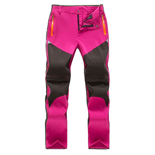 TOKYMOON Kinder Outdoorhose Wanderhose Zip Off Hose abnehmbare hosebeine Shorts Trekkinghose Unisex Jugend Mädchen 2-in-1-Funktionshose Sommer mit Gürtel Schnelltrocknend Atmungsaktiv Rosarot 140