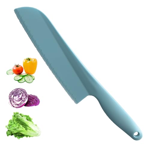 Tortenmesser/Salatschneider, geeignet zum Schneiden auf antihaftbeschichteten Backblechen, da er die Oberfläche nicht zerkratzt, Salatschneider aus Kunststoff verhindert Bräunung, Grün (Blau)