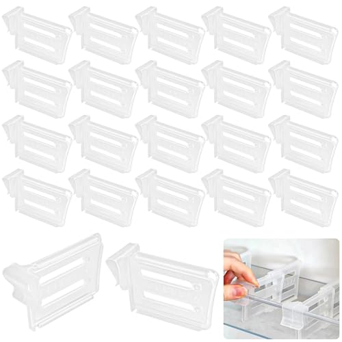 Alethron 20 Stück Kühlschrank Organizer Trennwände Tubenhalter für Kühlschrank Verstellbar Seitentür Aufbewahrungsteiler für Fridge Schubladen Trenner Kühlschrankteiler Teiler Clip für Getränken Eier