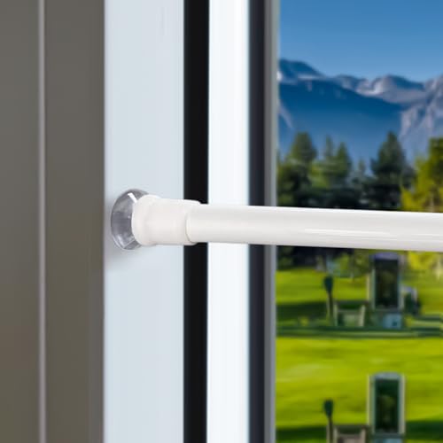 2 Stücks Klemmstange Gardine Gardinenstange ohne Bohren, mit Saugnäpfen Montage ohne Bohren, für Fenstergardine, Bistrogardine- Weiß, 55-86cm