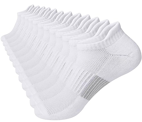 ILovDaisy Sneaker Socken Herren 43-46 Sportsocken Damen 39-42 35-38 Sneakersocken Gepolsterte Laufsocken Baumwolle Unisex Kurze Socken Atmungsaktiv Knöchelsocken 6 Paar Weiß