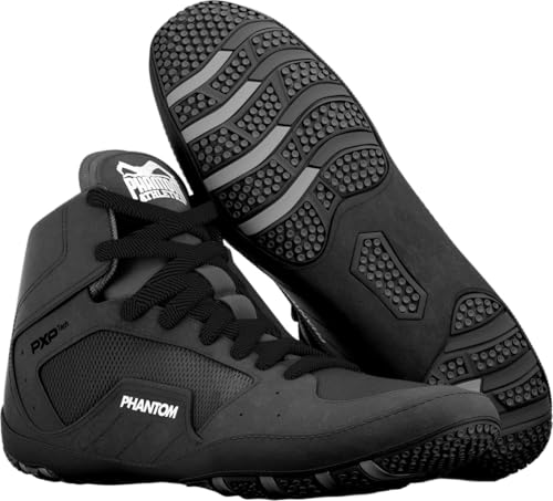 Phantom Athletics Tactic Ringerschuhe - Kampfsport-Schuhe für Ringen, Wrestling und MMA - Kinder & Erwachsene - Schwarz - 43