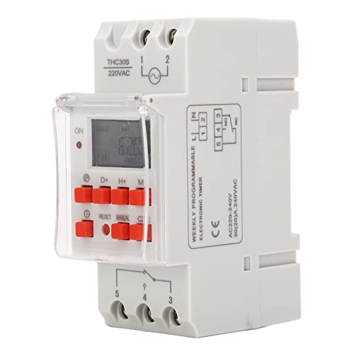 Digitale Zeitschaltuhr, LCD-Anzeige Zeitschaltuhr Hutschiene Programmierbares Digitales Timer-Schalterrelais Zeitschalter für Haushaltsgeräte Wechselstrom 220-240 V 30A