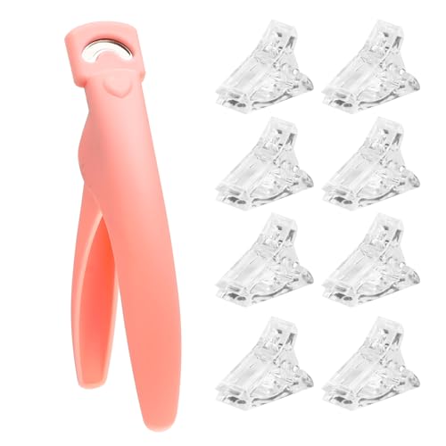 Nagelknipser Gelnägel Maniküre Tip Cutter Professionell Nail Cutter Nagelknipser für Kunstnägel Tip Cutter mit 6 Stück Kleiner Plastik Clip für Kunstnägel Gelnägel Fingernägel Falsche Nägel Rosa