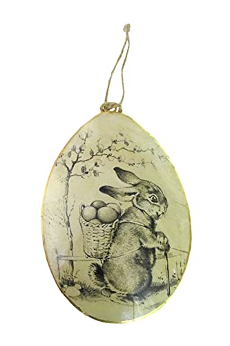 Dekohänger Ei mit Hase | Nostalgie | Metall Fensterdeko Hänger Osterei | 15 cm | Ostern Osterdeko Osterhase