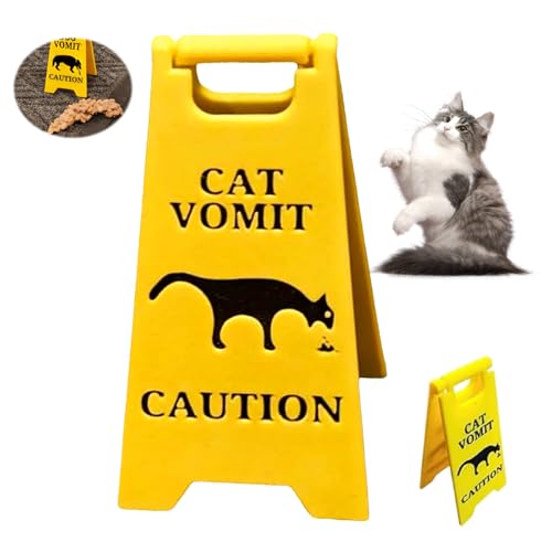Katzen Kotzschild, 13cm Lustige Gag Katzen Hunde Kotz Warnschilder, Cat Dog Vomit Sign, Funny Cat Sign Decor, Warnschild für Erbrochenes Haustieren, Funny Gag Gift Für Katzen Hundeliebhaber