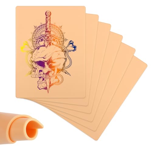 TOSAVGA 6 Stück Kunsthaut Tattoo Übungshaut 3mm, Tattoo Haut zum üben, Silikon Doppelseitig Professionelle Kunsthaut, Tattoo Kunsthaut, übungshaut Tattoo, Fake Skin 20x14CM für Anfänger und Künstler