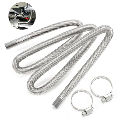 Abgasrohr Standheizung, 100 CM Abgasschlauch, Auto Edelstahl Standheizung Auspuff Standheizung Abgasrohr, Abgasschlauch für Stromerzeuger mit Zwei Edelstahlklammern für Diesel Heizung (1M)