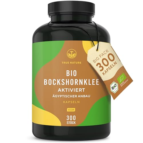 Bio Bockshornklee - Big Pack: 300 Bockshornkleesamen Kapseln (650mg) - Hochdosiert: 2600mg pro Tag - Fenugreek aktiviert - Hochwertiger Rohstoff aus Ägypten - vegan - TRUE NATURE