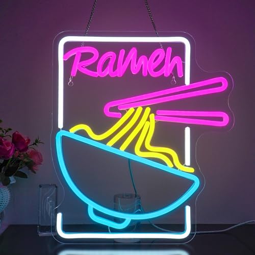 Looklight Ramen-Leuchtreklame, Ramen-Zeit-Leuchtreklame, Ramen-Nudel-Leuchtreklame für japanische Nudel-Neonlichter mit USB, für Restaurant, Ramen-Schaufenster, Küche, japanischer Nudelladen