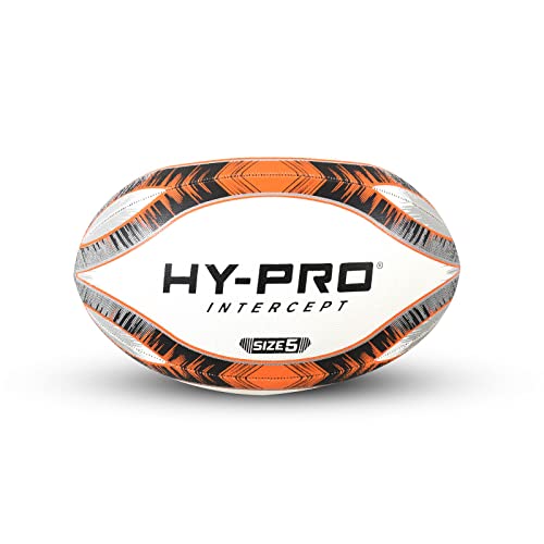 Hy-Pro Intercept Rugby Ball Größe 5 – Rugbyball aus hochwertigem Gummi mit genoppter Oberfläche – Langlebiger Rugby-Trainingsball für Vereine und Freizeitspiel.