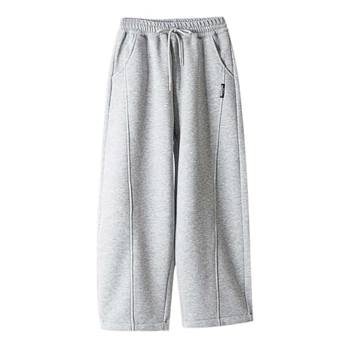 Generisch Jogginghosen Kinder Jungs Sporthose Elastische Taille Jungen Mädchen Baggy Kordelzug Trainingshose Weites Bein Baumwolle Leicht Sommerhose Casual Freizeithose Mit Taschen Grau