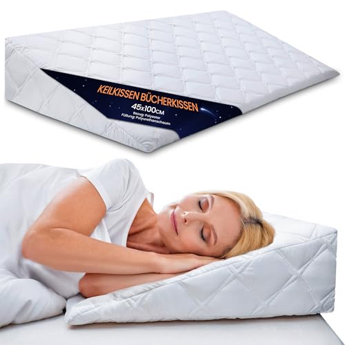 Totsy Baby Keilkissen für Bett und Sofa – 45x100 cm Lesekissen und Schaumstoff Rückenkissen Ideal zur Verwendung als Matratzenkeil Reflux kopfteil Kissen oder Bettkeil für Erwachsene