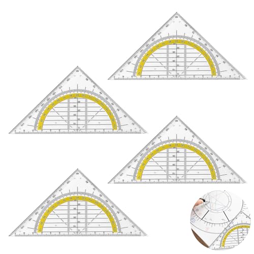 4 Stück Geodreieck Grundschule, Geodreieck Mit Griff, Geodreieck Klein, Geodreieck Flexibel, Bruchsicher Und Transparent, Geodreieck Aus Kunststoff, Für Schule Und Büro (15 Cm)