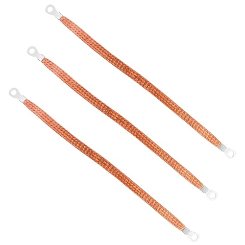 Flaconi 3PCS 0.66” Massekabel Kfz,Motor Masseband,Massekabel,Masseband Kfz,Erdungsband,Geeignet für die Meisten Geflochtenen Kupfer-Erdungsbänder für Hochleistungsmotoren im Automobilbereich (29cm)