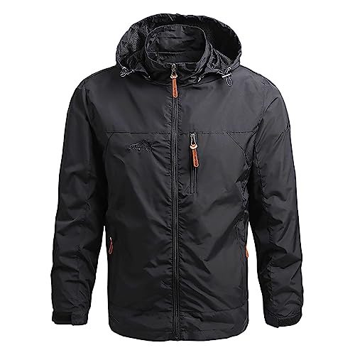 Gsheocm Jacke Herren Übergangsjacke Softshelljacke Herren Warm Langarm Kapuzenjacke Casual Outdoor Steppjacke Baggy Männer Outdoorjacke Winter Vintage Fahrradjacke Sports Soft Bomberjacke