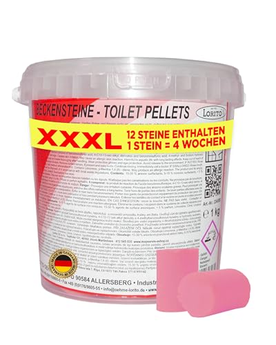 Lorito Beckensteine für Urinal 1 kg - Urinalsteine mit Erdbeer-Duft für neue Frische auf dem WC, Urinal und Pissoir, Für Hotels, Restaurants, Kinos & öffentliche Einrichtungen