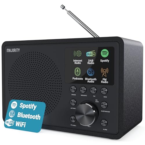 Internetradio WLAN | DAB+ Radio mit Bluetooth | DAB Plus Radio Küchenradio | Internet WLAN mit DSP Lautsprecher | Digitalradio | Frontier Oktiv App Fernsteuerung | MAJORITY Touro
