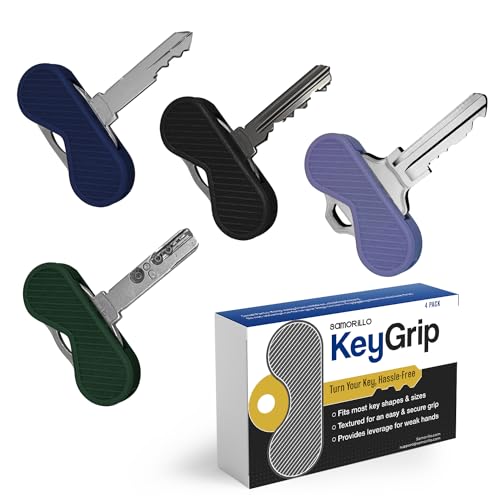 SAMORILLO KeyGrip Schlüsselwender mit Behinderungshilfe, zusätzliche Stärke und Hebelwirkung für Senioren und ältere Menschen, perfekt für Parkinson, Arthritis, MS, Zittern und ALS – strukturiert für