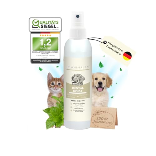 Animalea® TESTURTEIL SEHR GUT 12/24 Dentalspray für Hunde und Katzen - 150 ml [Jahresvorrat] - 100% Natürlich - effektive Wirkung gegen Zahnstein, Plaque, Mundgeruch