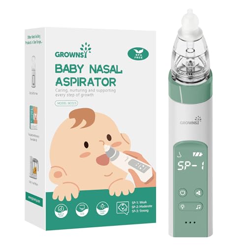 Nasensauger Baby | Nasensauger Baby Elektrisch| Nasensauger Baby Staubsauger Wiederaufladbar, Mit 3 SaugstäRken Musik & Licht Funktion Und 3 GrößEn Silikon Tipps (Grün)