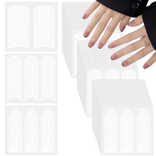 jatimdotina 1368 PCS Maniküre Schablone, Französisch Nagelsticker, Selbstklebende French Maniküre Aufkleber, Halbmond Nagelsticker für Maniküre Dekoration Nageldesign Zubehör