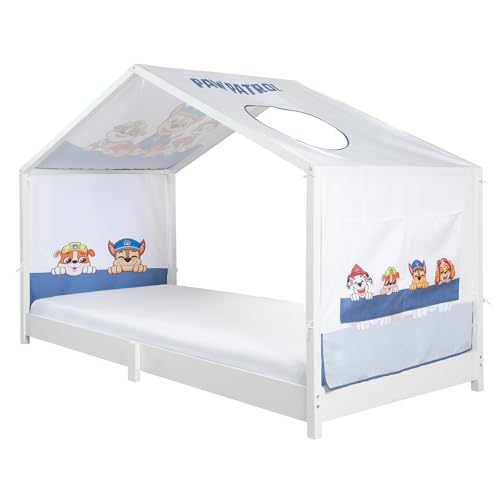 roba Bezug für Montessori Hausbetten 90 x 200 cm im Paw Patrol Design - Passendes Zubehör zum Umbau in Himmelbett - Inkl. 3 Aufbewahrungstaschen & Dachfenster