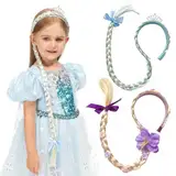 2 Stück Haarreif Prinzessin Zopf, Haarreifen Mädchen, Geflochtene Prinzessin Perücken, Dress Up Zubehör Mädchen Perücke Prinzessin Perücke Zopf für Geburtstag Party Cosplay(Blau)