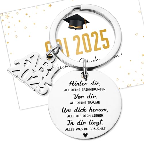 BOOMTOP Abitur 2025 Geschenke Schlüsselanhänger ABI Prüfung Bestanden Geschenk Karte Abschluss Geschenke Bestandene Prüfung 2025 Abitur Abschlussgeschenk Jungen Mädchen Wir sind stolz auf dich