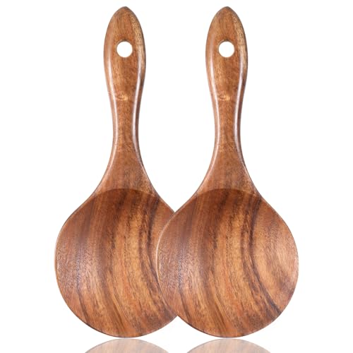 2 Stück Holz Reispaddel, Reislöffel Holz Naturholz Hängbarer Antihaft-Reispaddel Reis Kocher Kochlöffel Reislöffel Aus Naturholz Für Die Küche: Kochen, Reis, Kartoffeln, Salate, Desserts