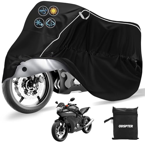 Motorradabdeckung ，Motorrad Abdeckplane Motorradplane Motorradgarage Wasserdicht Und Winterfest Verbessertes Schlossloch Motorrad Outdoor Motorradplane（245cm X 105cm X 125cm）