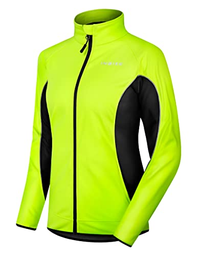 INBIKE Fahrradjacke Damen Winter Radjacke Laufjacke Thermo Winddicht Atmungsaktiv Reflective Wasserabweisend Grün,S