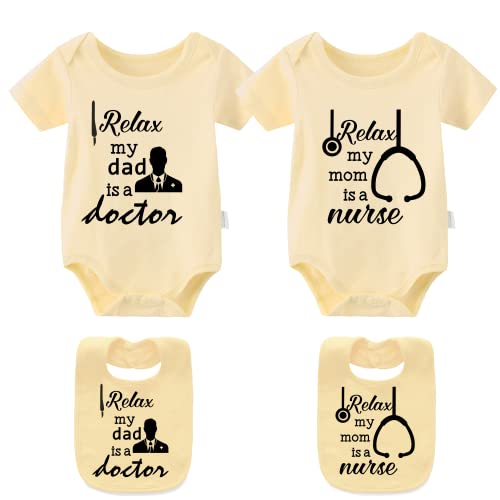 YSCULBUTOL Neugeborene Zwillinge Baby Jungen Mädchen Geschenk Krankenschwester Arzt Süßer Strampler Bodysuit Sommer Outfit Kleidung - - 6-9 Monate