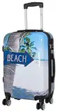 Warenhandel König Polycarbonat Hartschalen Koffer Trolley Reisekoffer Reisetrolley Handgepäck Boardcase Motiv PM (Summer Beach, Größe M)
