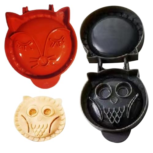 Handkuchenhersteller 2pcs Festliches Süßes Cartoon Abs Weihnachten Keksschimmel Mini Kuchenhersteller für Party Konditoren machen Backstil 3 Fuchs und Eule