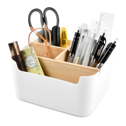 USENG 5 Fächer Schreibtisch Organizer, Abnehmbar Büro Organisator Mit Stifthalter, Tisch Organizer für Küche Bad und Schule