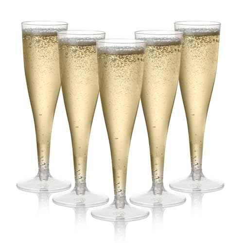 MATANA 24 Premium Elegante Sektgläser Plastik, 133ml - Sektgläser Kunststoff, Sektflöten, Champagner Gläser, Cocktailgläser, Weingläser für Hochzeiten, Partys - Stabil & Mehrweg