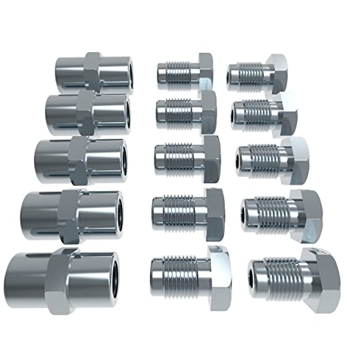AUPROTEC 10x Verschraubung + 5X Verbinder für 4,75 mm Bremsleitung Bördel F M10 x 1 Profi Bremsleitungsverbinder Set DIN/ISO 1651 konform