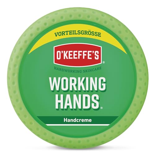 O'Keeffe's Working Hands, 193g Tiegel - Handcreme für extrem trockene, rissige Hände | Erhöht sofort den Feuchtigkeitsgehalt, bildet eine Schutzschicht und verhindert Feuchtigkeitsverlust