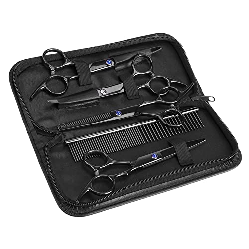 7-teiliges Fellpflege-Scheren-Set für Haustiere, Friseurscheren-Set mit Ausdünnungswerkzeugen, Sparen Sie Geld bei Haustier-Haarschnitten für die DIY-Pflege