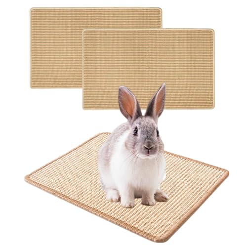 2 Stück Kleintier Grasmatten Kratzmatte für Kaninchen Tier-Kauspielzeug Kaninchen-Bett Kaninchen-Matten für Käfige Natürliche Sisalmatten für Hamster Kaninchen Meerschweinchen Frettchen