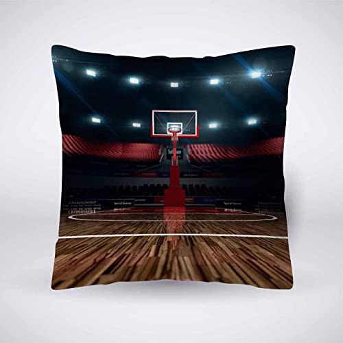Pehede Kissenbezug, Basketballplatz, Sport-Arena, Baumwolle, Leinen, dekorativ für Sofa, Couch, Stuhl, Schlafzimmer, 45,7 x 45,7 cm